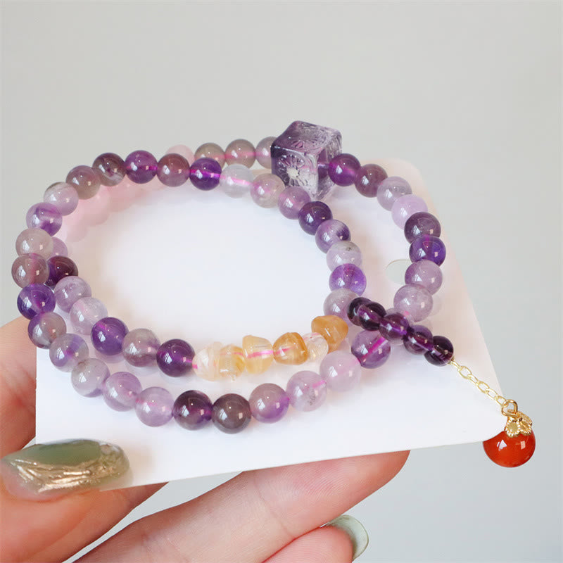 KarmaRipple's Authentic Amethyst Citrine Positive Transformation Double Wrap Bracelet p2