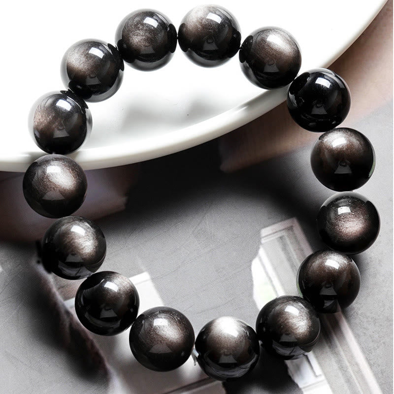 KarmaRipple's Authentic Silver Sheen Obsidian Soothing Protection Bracelet p11
