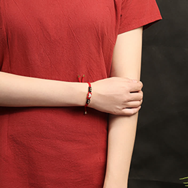 KarmaRipple's Round Peace Buckle Jade Abundance Wealth String Bracelet p17