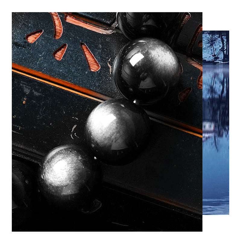 KarmaRipple's Authentic Silver Sheen Obsidian Soothing Protection Bracelet p15