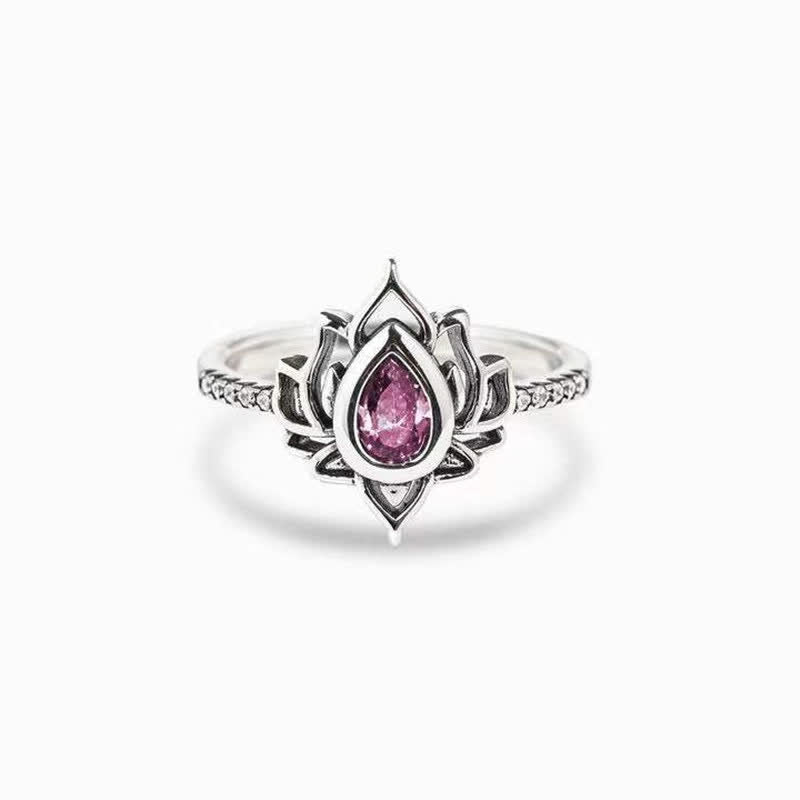 KarmaRipple's Sterling Silver Lotus Zircon Blessing Protection Ring p17
