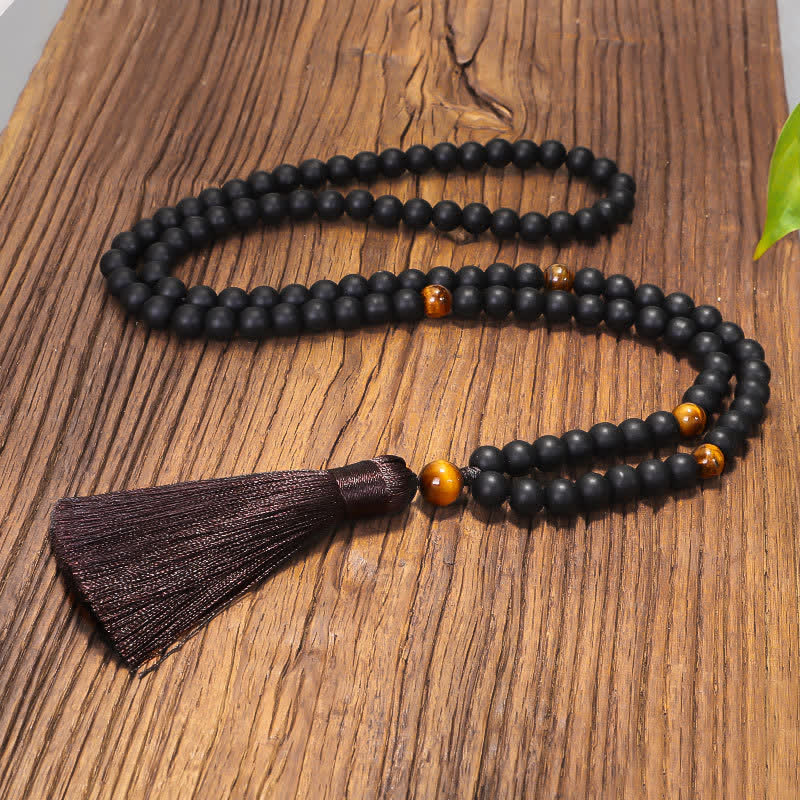 KarmaRipple's 108 Mala Beadwork Frosted Stone Tiger Eye Balance Bracelet Pendant Necklace p2