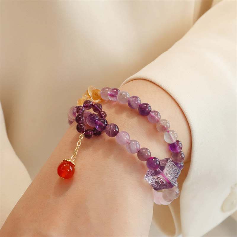 KarmaRipple's Authentic Amethyst Citrine Positive Transformation Double Wrap Bracelet p6