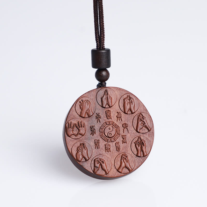 KarmaRipple's Lightning Struck Jujube Wood Yin Yang Bagua Mountain Ghosts Spend Money Protection Pendant Necklace p11