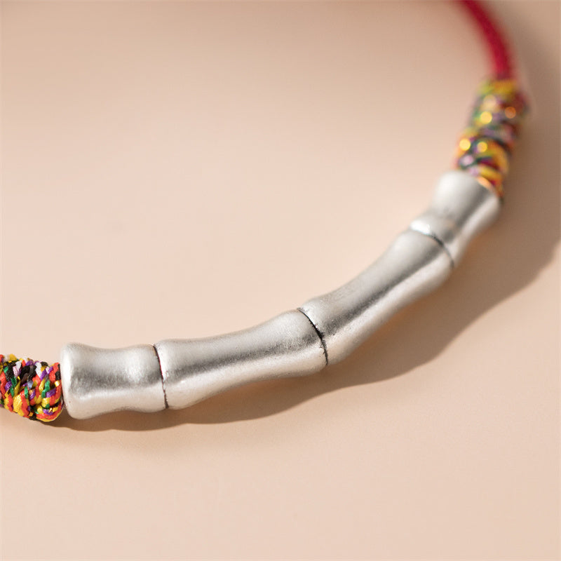 KarmaRipple's 999 Sterling Silver Fortune Bamboo Attract Fortune Colorful Red Rope Bracelet p3