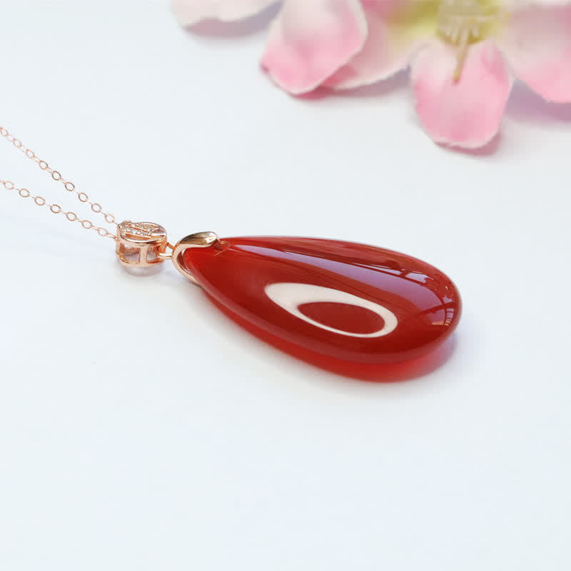 KarmaRipple's 925 Sterling Silver Waterdrop Red Agate Confidence Pendant Necklace p8
