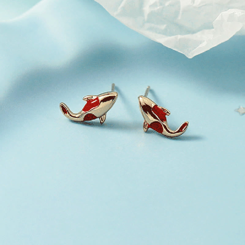 KarmaRipple's Bronze Koi Fish Wealth Pendant Necklace Red Rope Bracelet Earrings Set p17