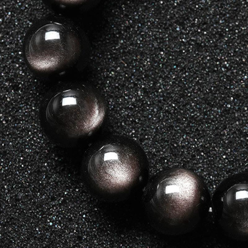 KarmaRipple's Authentic Silver Sheen Obsidian Soothing Protection Bracelet p9