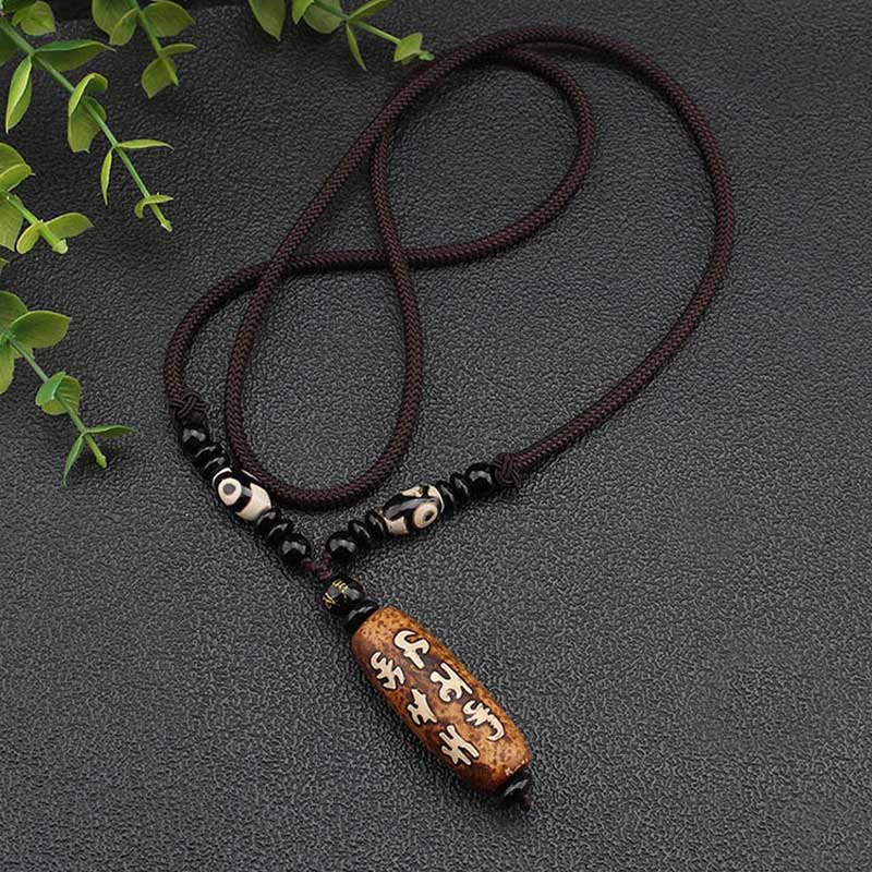 KarmaRipple's Tibet Om Mani Padme Hum Dzi Bead Avalokitesvara Pattern Wealth Pendant Necklace p11
