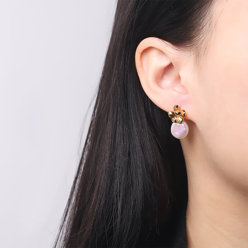 KarmaRipple's 925 Sterling Silver Authentic Baroque Pearl Flower Balancing Drop Earrings p8