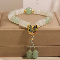 KarmaRipple's Authentic Tianshan Jade Abacus Beadwork Butterfly Prosperity Bracelet