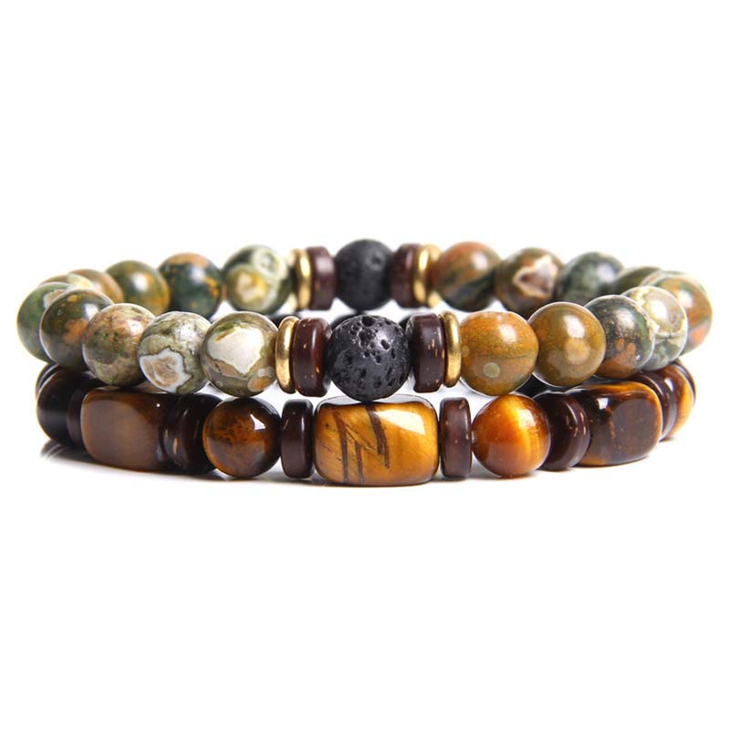 KarmaRipple's 2PCS Balancing Gemstone Emperor Stone Tiger Eye Bead Bracelet p30