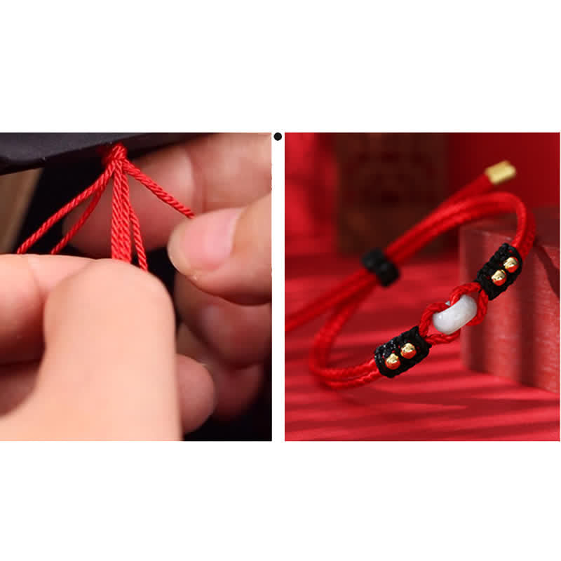 KarmaRipple's Round Peace Buckle Jade Abundance Wealth String Bracelet p19