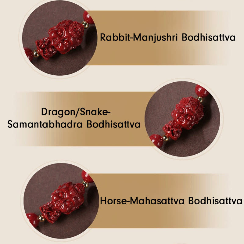 KarmaRipple's Chinese Zodiac Natal Buddha Cinnabar Amulet Blessing String Bracelet p20