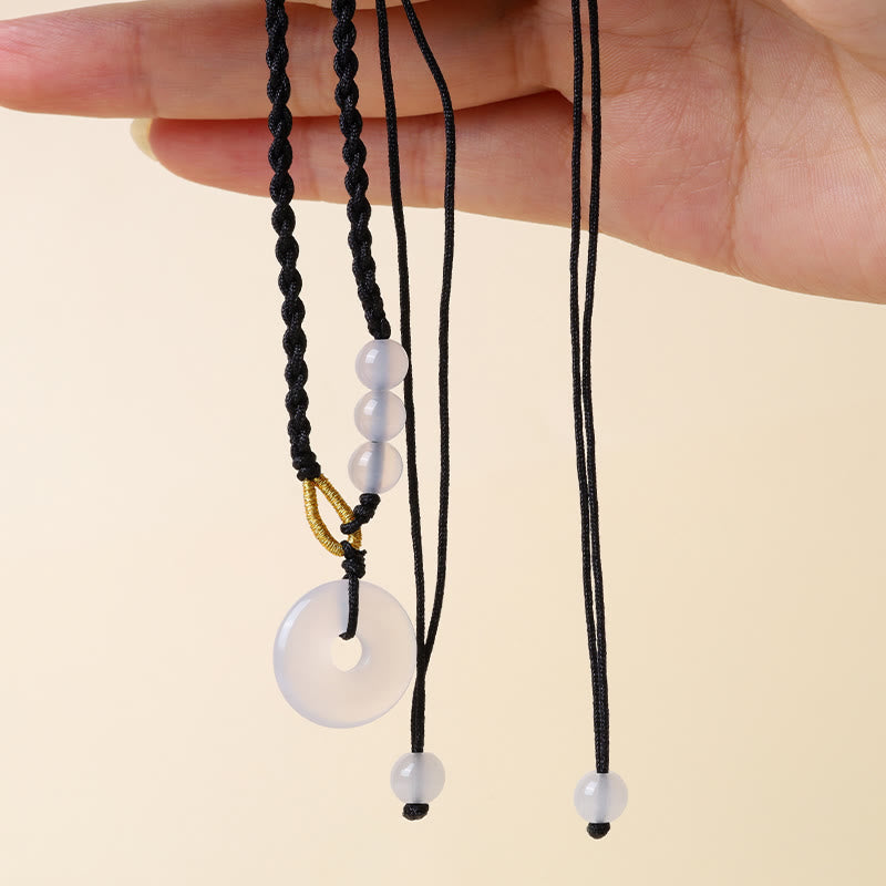 KarmaRipple's Strawberry Quartz Chalcedony Peace Buckle Balancing Pendant Necklace p7