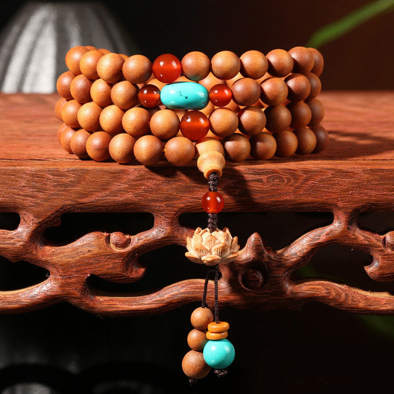 KarmaRipple's Tibetan Sandalwood Lotus Enlightenment Talisman Mala Bracelet p1