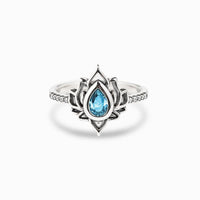 KarmaRipple's Sterling Silver Lotus Zircon Blessing Protection Ring