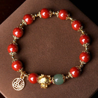 KarmaRipple's Year of the Dragon Authentic Cinnabar Fu Character Talisman Blessing Bracelet