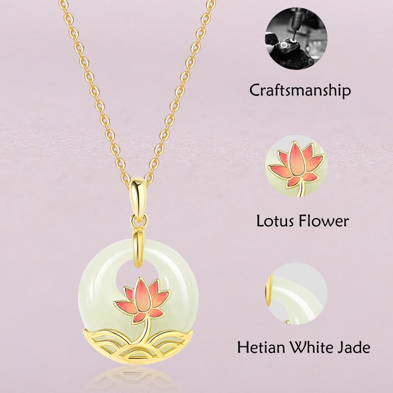 KarmaRipple's 925 Sterling Silver Hetian Ivory Jade Lotus Flower Blessing Pendant Necklace p7