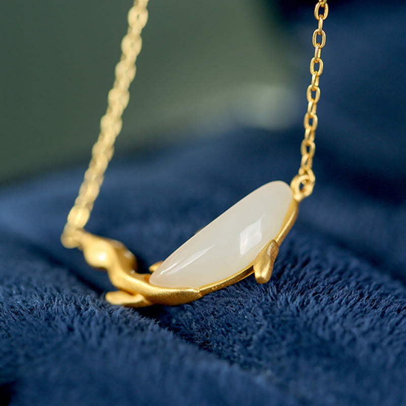 KarmaRipple's 925 Sterling Silver Ivory Jade Dolphin Fortune Pendant Necklace p8