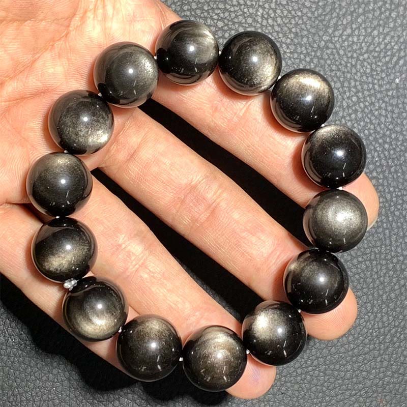 KarmaRipple's Authentic Silver Sheen Obsidian Soothing Protection Bracelet p24