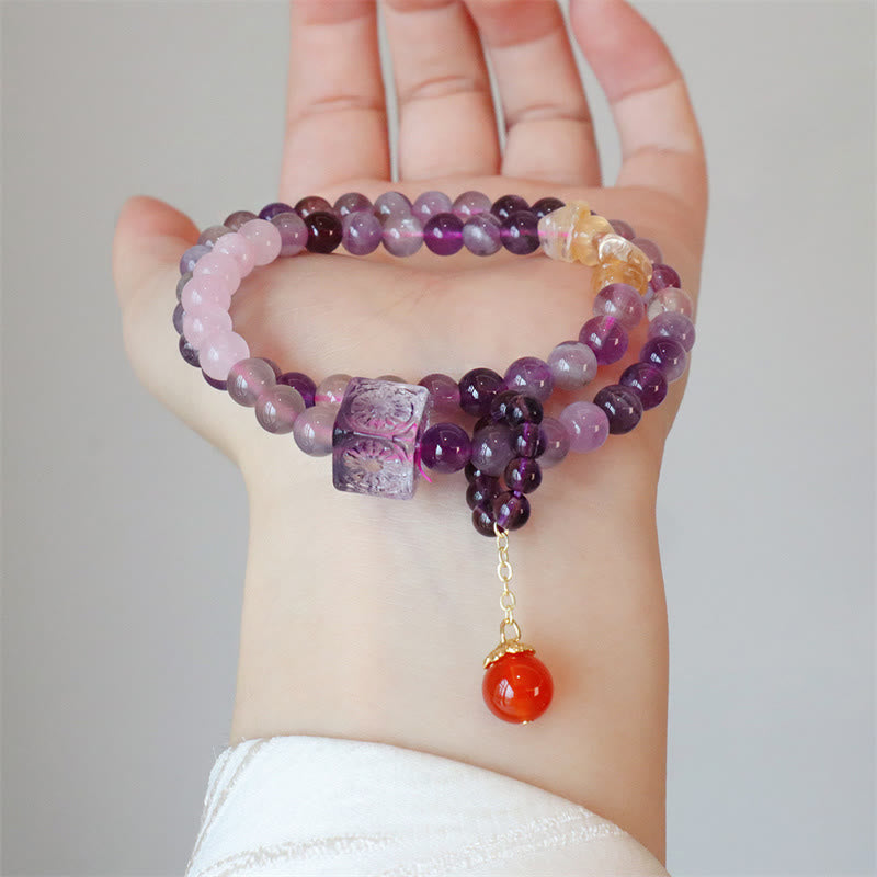 KarmaRipple's Authentic Amethyst Citrine Positive Transformation Double Wrap Bracelet p4