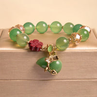 KarmaRipple's Authentic Red Agate Green Agate Gourd Cinnabar Flower Beadwork Confidence Bracelet