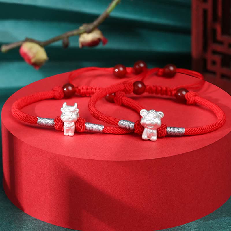KarmaRipple's 999 Sterling Silver Chinese Zodiac Fortune Strength Red String Bracelet p17