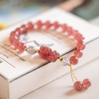 KarmaRipple's Authentic Strawberry Quartz Moonstone PiXiu Love Balancing Bracelet