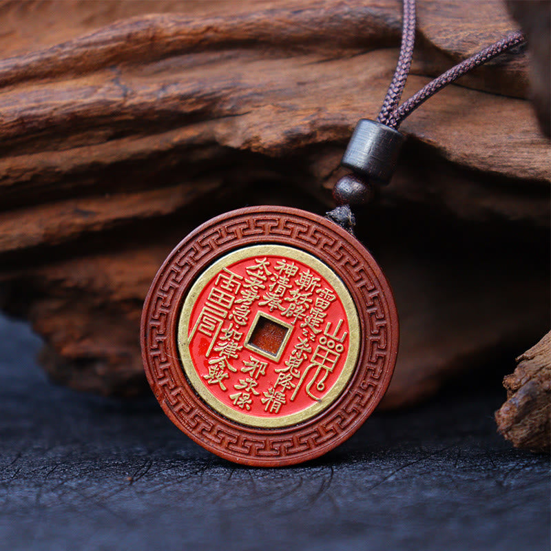 KarmaRipple's Lightning Struck Jujube Wood Yin Yang Bagua Mountain Ghosts Spend Money Protection Pendant Necklace p5
