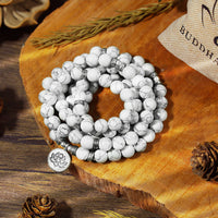 KarmaRipple's Ivory Turquoise Lotus Mala Balancing Bracelet