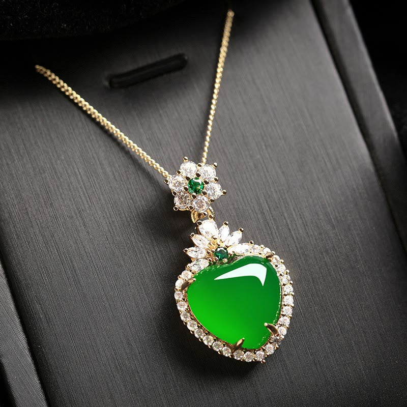 KarmaRipple's Green Chalcedony Love Heart Design Strength Pendant Necklace p4