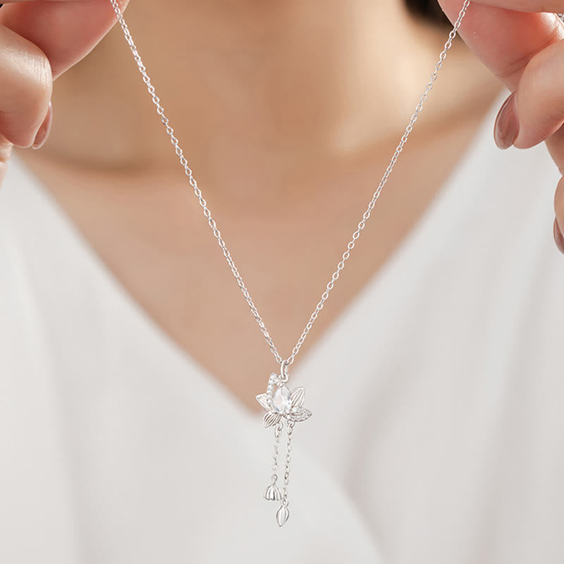 KarmaRipple's 925 Sterling Silver Lotus Zircon Enlightenment Pendant Necklace p10