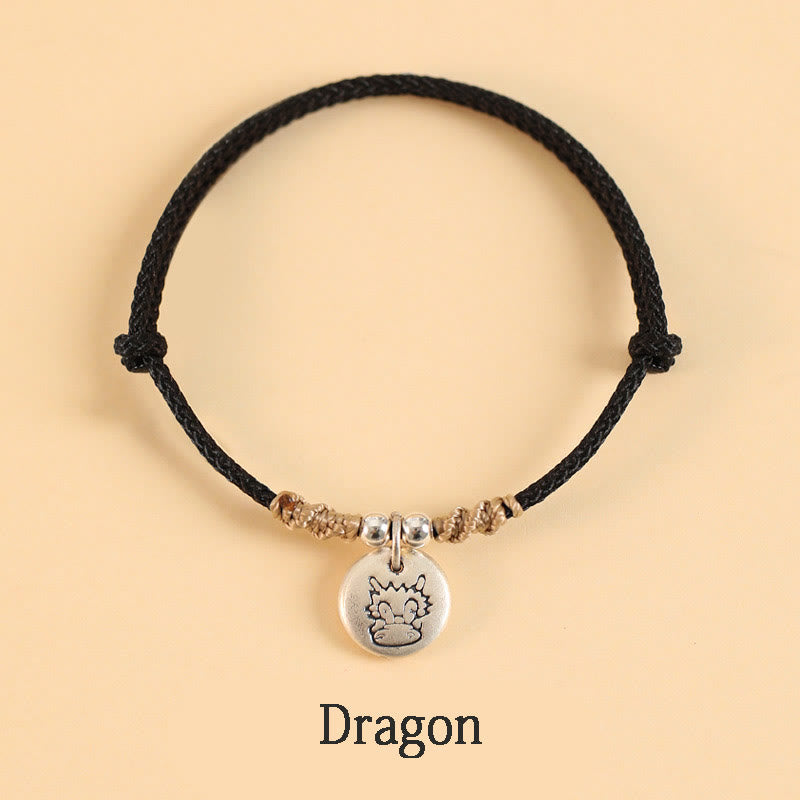 KarmaRipple's Handmade 999 Sterling Silver Year of the Dragon Cute Chinese Zodiac Fortune Woven Bracelet ( p58