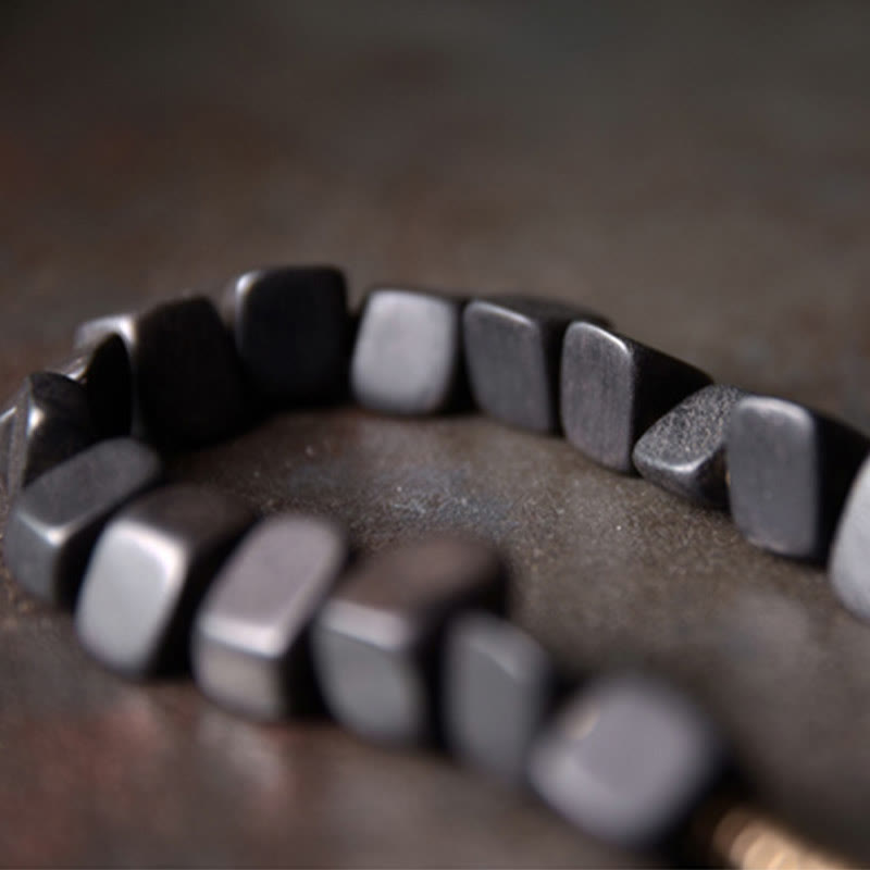 KarmaRipple's Tibetan Ebony Wood Bronze Peace Double Wrap Bracelet p5