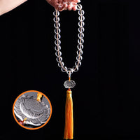 KarmaRipple's Authentic Ivory Gemstone Lotus Wrist Mala Meditation Tassels Pocket Mala Car Decoration