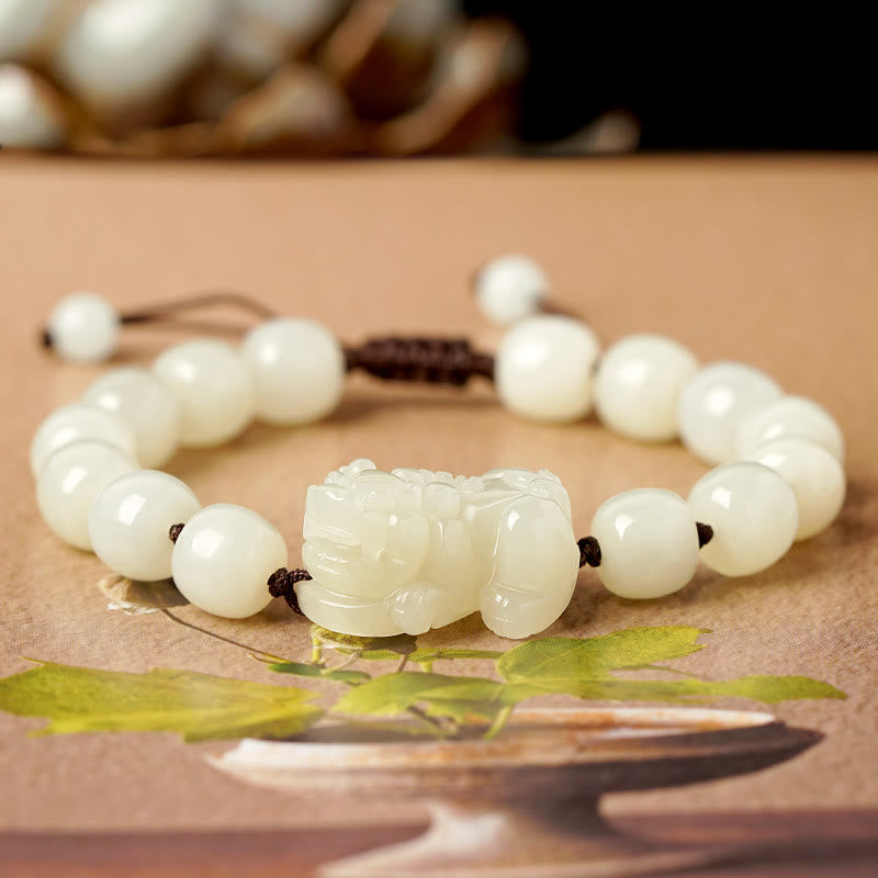 KarmaRipple's Authentic Hetian Ivory Jade PiXiu Wealth String Bracelet p2