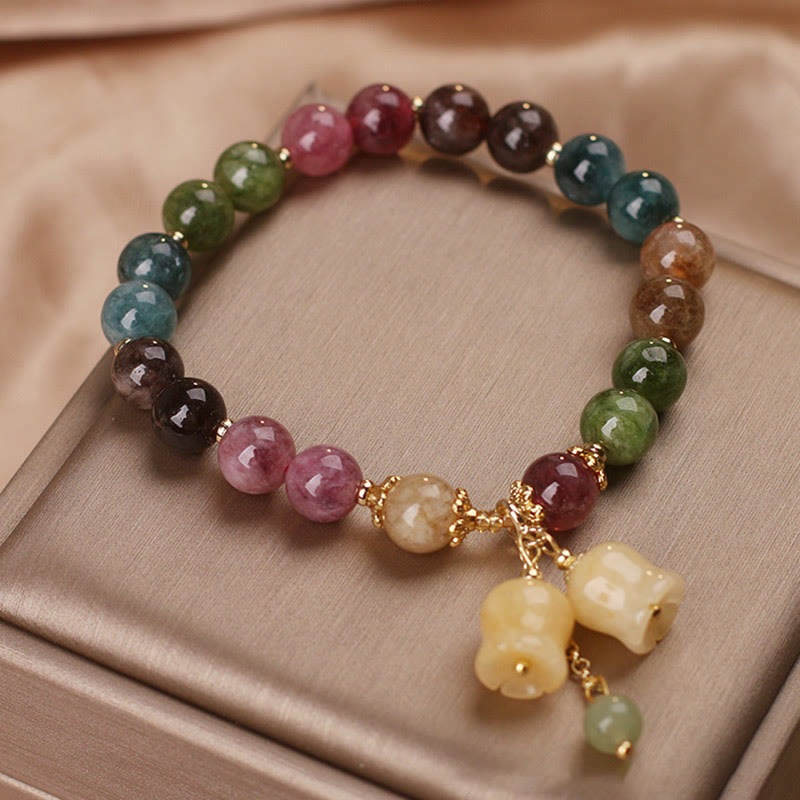 KarmaRipple's Authentic Colorful Tourmaline Flower Bead Love Bracelet p5