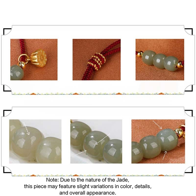 KarmaRipple's Handmade Hetian Jade Bead Lotus Pod Prosperity Fortune Woven Bracelet p8