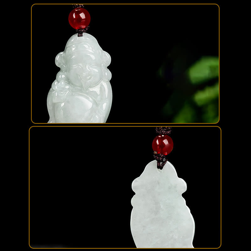 KarmaRipple's Authentic Jade Chinese God of Wealth Caishen Ingot Fortune Pendant Necklace p7
