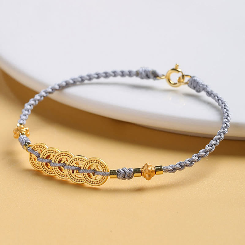 KarmaRipple's Bronze Coin Fortune Tree Pearl Fortune Blue Rope Woven Bracelet p5