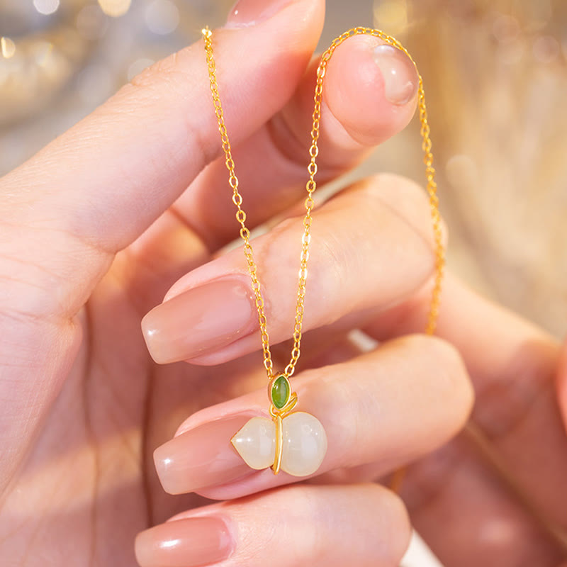 KarmaRipple's 925 Sterling Silver Hetian Jade Gourd Abundance Pendant Necklace p10