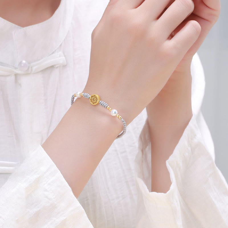 KarmaRipple's Bronze Coin Fortune Tree Pearl Fortune Blue Rope Woven Bracelet p30