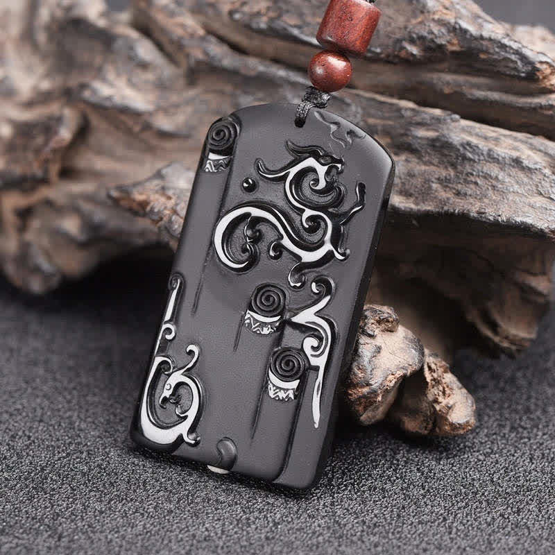 KarmaRipple's Black Obsidian Dragon Phoenix Success Pendant Necklace p4