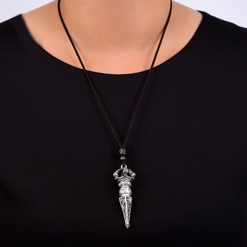 KarmaRipple's Tibetan Om Mani Padme Hum Dorje Vajra Design Wisdom Rotatable Pendant Necklace p5