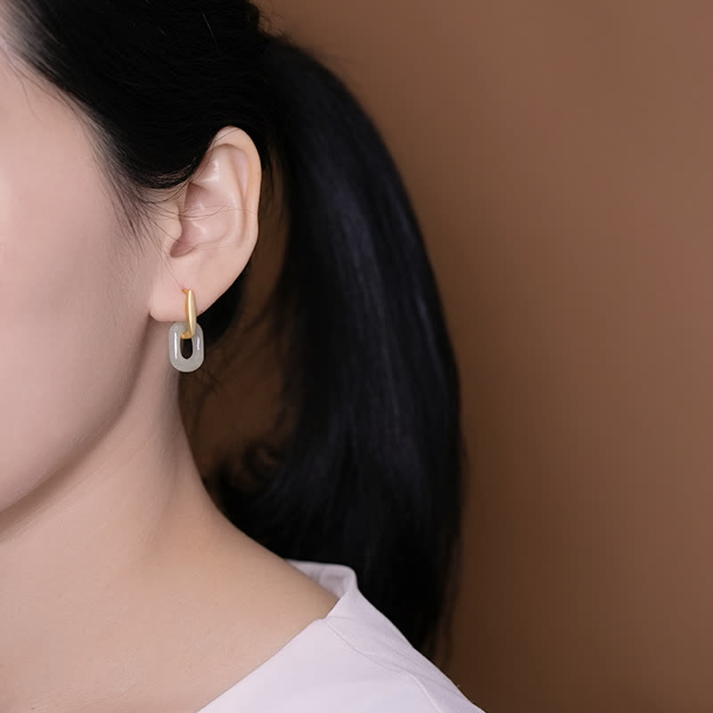 KarmaRipple's 925 Sterling Silver Round Ivory Jade Happiness Blessing Earrings p4