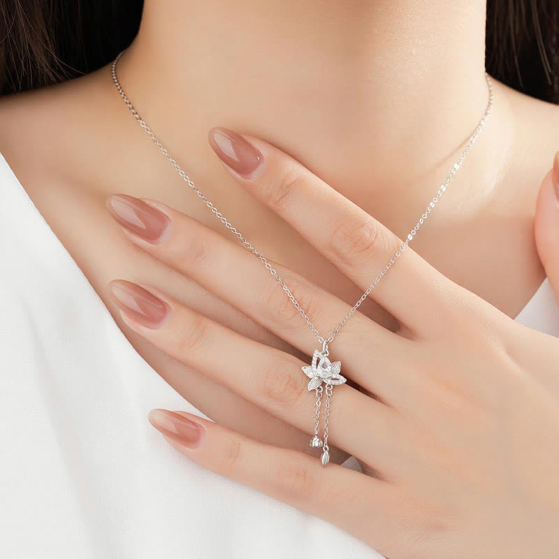 KarmaRipple's 925 Sterling Silver Lotus Zircon Enlightenment Pendant Necklace p8