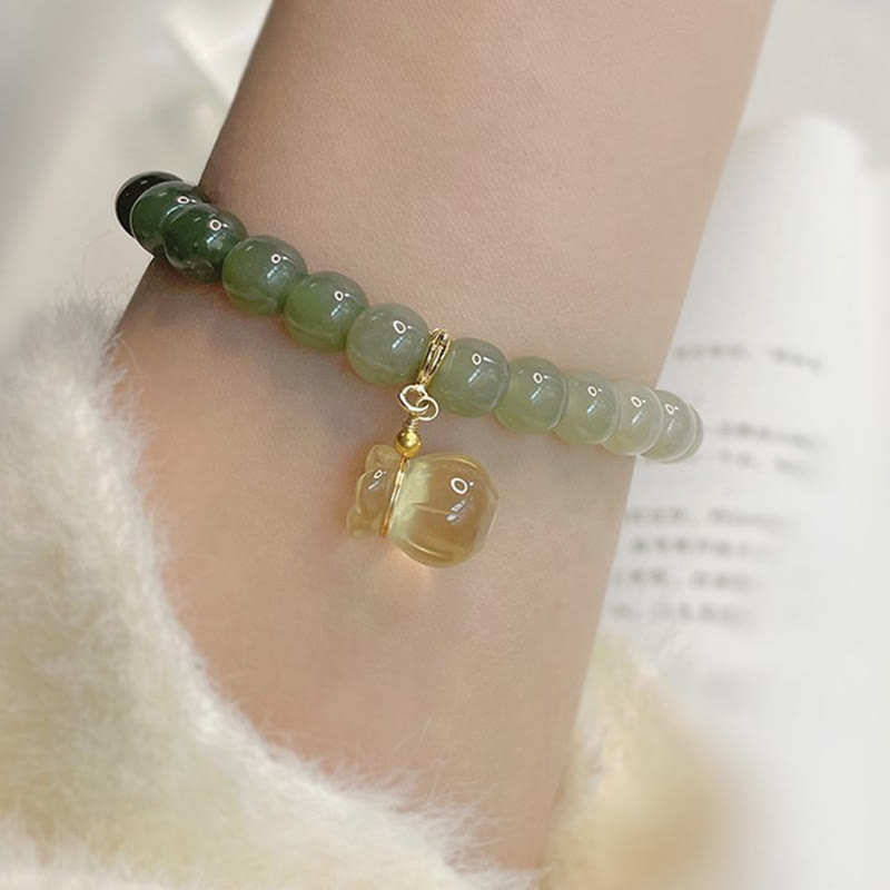 KarmaRipple's Authentic Hetian Jade Money Bag Talisman Bead Prosperity Bracelet p6