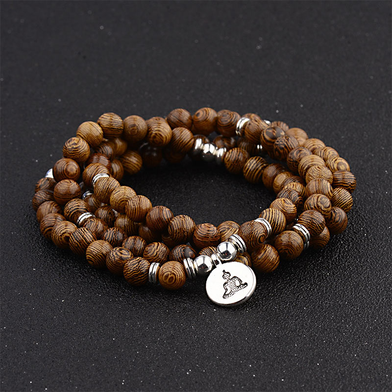 KarmaRipple's Tibetan Lightning Strike Wood Bracelet Lotus Buddha Mala p4