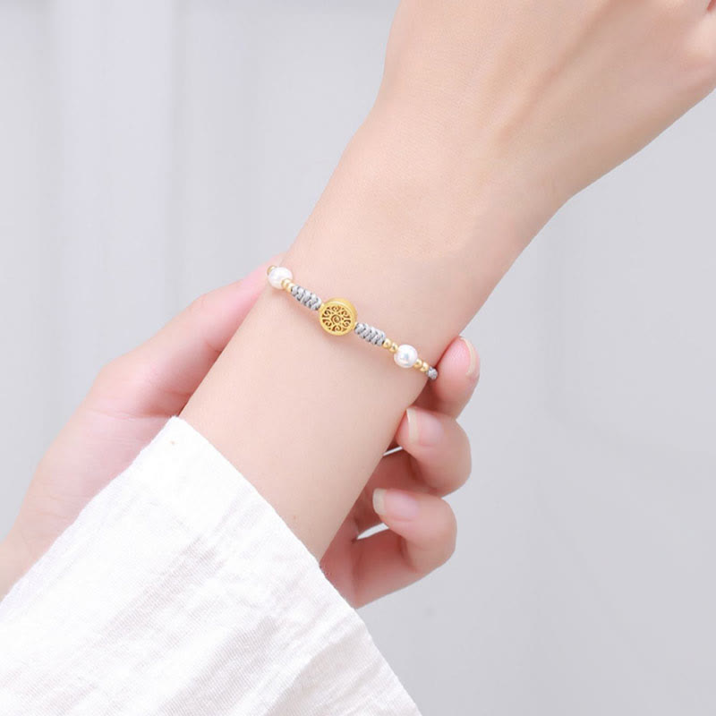 KarmaRipple's Bronze Coin Fortune Tree Pearl Fortune Blue Rope Woven Bracelet p27